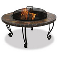 Blue Rhino - 34" Wide Outdoor Fireplace with Slate Mantel & Copper Accents